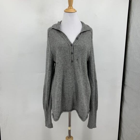 Peruvian Connection Sweater Womens L Large Gray Soft Alpaca Half Button *READ - Picture 2 of 16